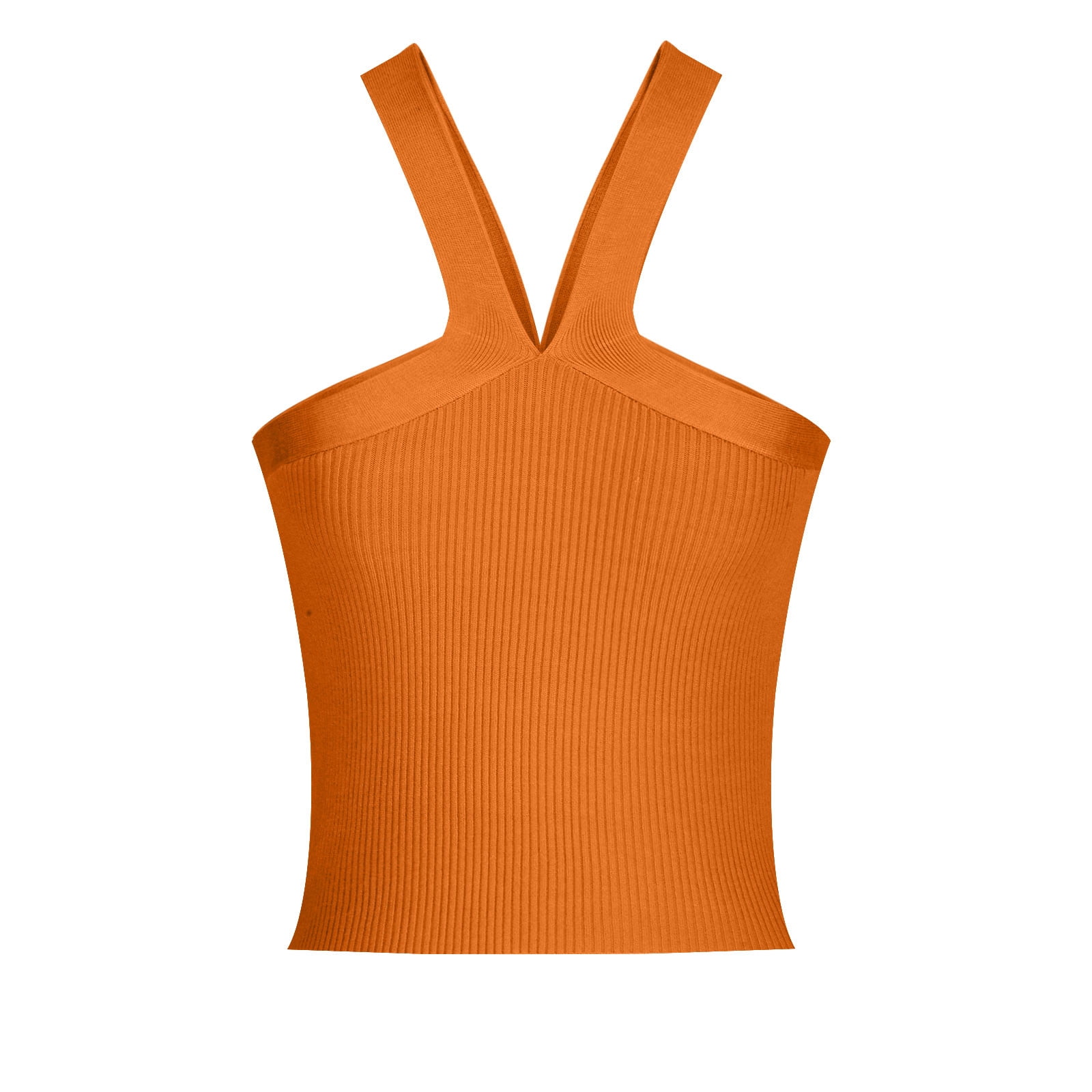 YYDGH Women's Knit Crop Top Ribbed Sleeveless Halter Neck Vest