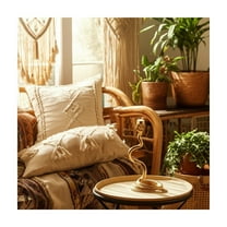 Boho Snake Taper Candle Holder - Decorative Aluminum Metal Candlestick for Home, Office, Living Room & Bedroom - Metallic Vintage Design - 13" Gold