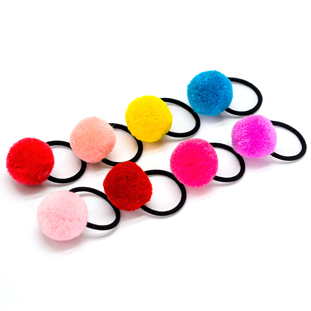 Toyella Korean candy color children's hair ball hair ring color tie hair band no seams do not hurt hair rope baby hair rope Watermelon Red A0226C - image 3 of 5