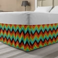 thumbnail image 1 of Chevron Bed Skirt, Vintage Zigzag Pattern Royal Jagged Regular Limitless Simple Traces Art Work, Elastic Bedskirt Dust Ruffle Wrap Around for Bedding Decor, 4 Sizes, Multicolor, by Ambesonne, 1 of 2