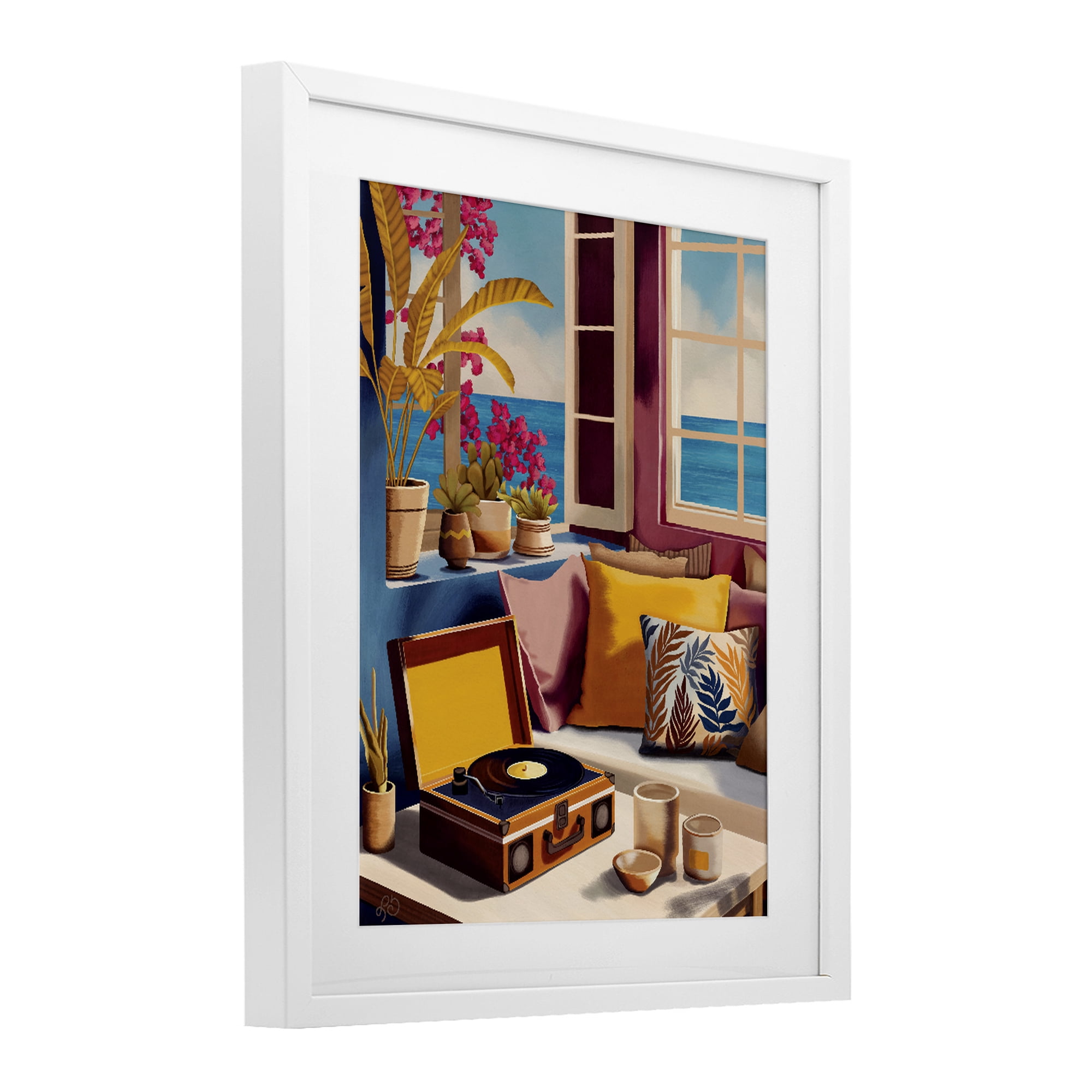 Stupell Industries Boho Vacation By The Sea White Framed Print Under Glass, design by Lisa R Dumm