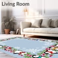 thumbnail image 2 of ODIKA 8'x10' Machine Washable Non-Slip Area Rug, Festive Penguin Parade with Snowflake and Holiday Berries High Traffic Rug, Blue, 639030, 2 of 7