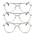 thumbnail image 2 of EYE ZOOM 3 Pack Metal Frame Aviator Style Reading Glasses with Spring Hinge (Silver, Strength: +3.00), 2 of 5