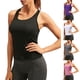 thumbnail image 3 of Gibobby Mujeres sin mangas deporte Yoga sólido fluido algodón Racerback blusa Top chaleco(Blanco,G), 3 of 5