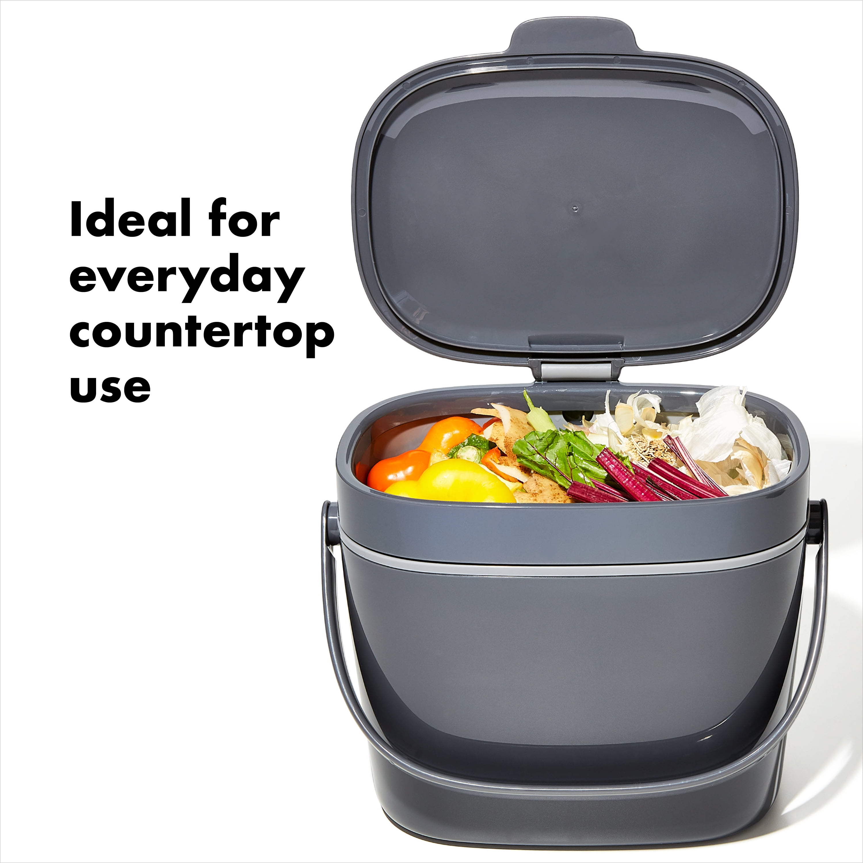 OXO 1.75-Gallon Kitchen Compost Bin with Lid, Charcoal