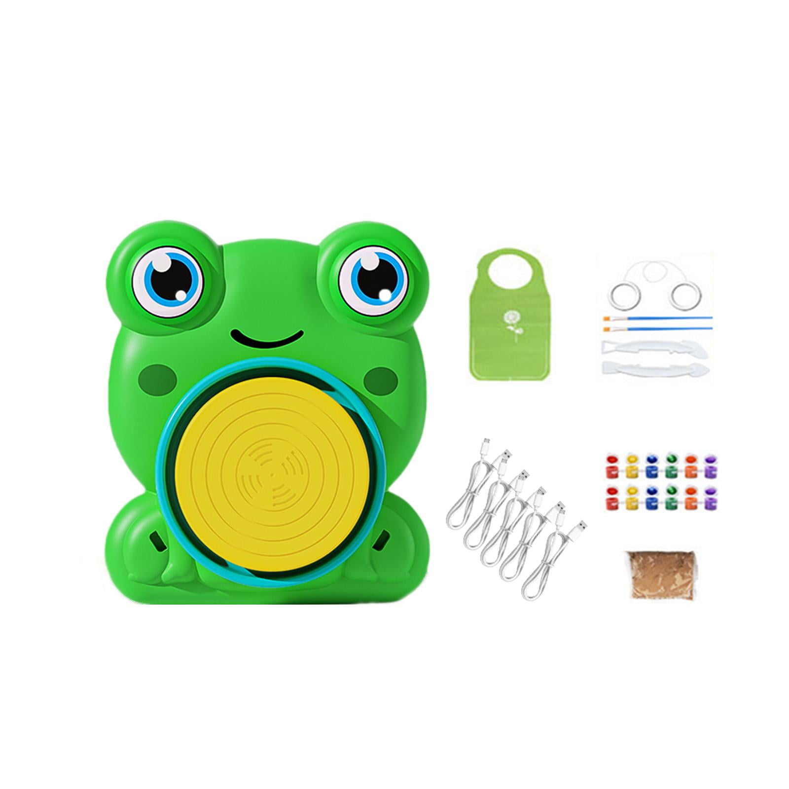 perfeclan Kids Pottery Wheel Kits Pottery Studio Educational Toys Craft Activity with Clay for Children DIY Preschool Kids Birthday Gift Frog