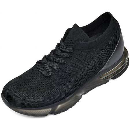 

Omagie Men Elevator Sneakers Sports Shoes Height Increasing Shoes Mesh Lace up Hidden Heel Trainers Lightweight