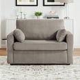 thumbnail image 3 of Harper & Bright Designs Pull Out Couch Bed with Mattress, Twin Size Convertible Sofa Bed with Foldable Side Table, Loveseat Sleeper for Living Room Apartment, Grey+Brown, 3 of 15