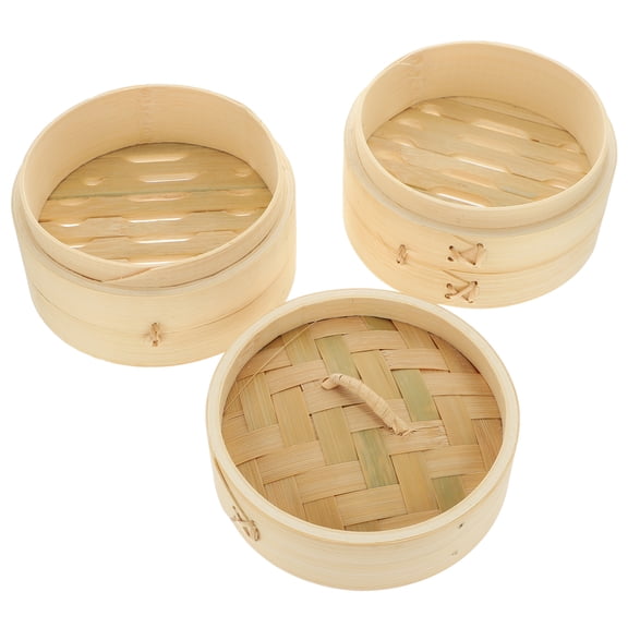 1 Set Bamboo Steamer Cookware Basket Dim Sum Dumpling Food Steamer with Lid