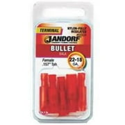 Jandorf 60924 Bullet Terminal, 600 V, 22 to 18 AWG Wire, Nylon Insulation, Copper Contact, Red