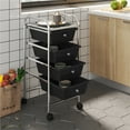 thumbnail image 2 of Renwick Rolling Trolley Storage Cart Bin with 4 Plastic Drawers on Wheels, Black, 2 of 9