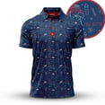 thumbnail image 2 of Bogey Bros Men's 4 Way Stretch Short Sleeve Golf Polo Shirt (Large, 'Merica - Navy), 2 of 7