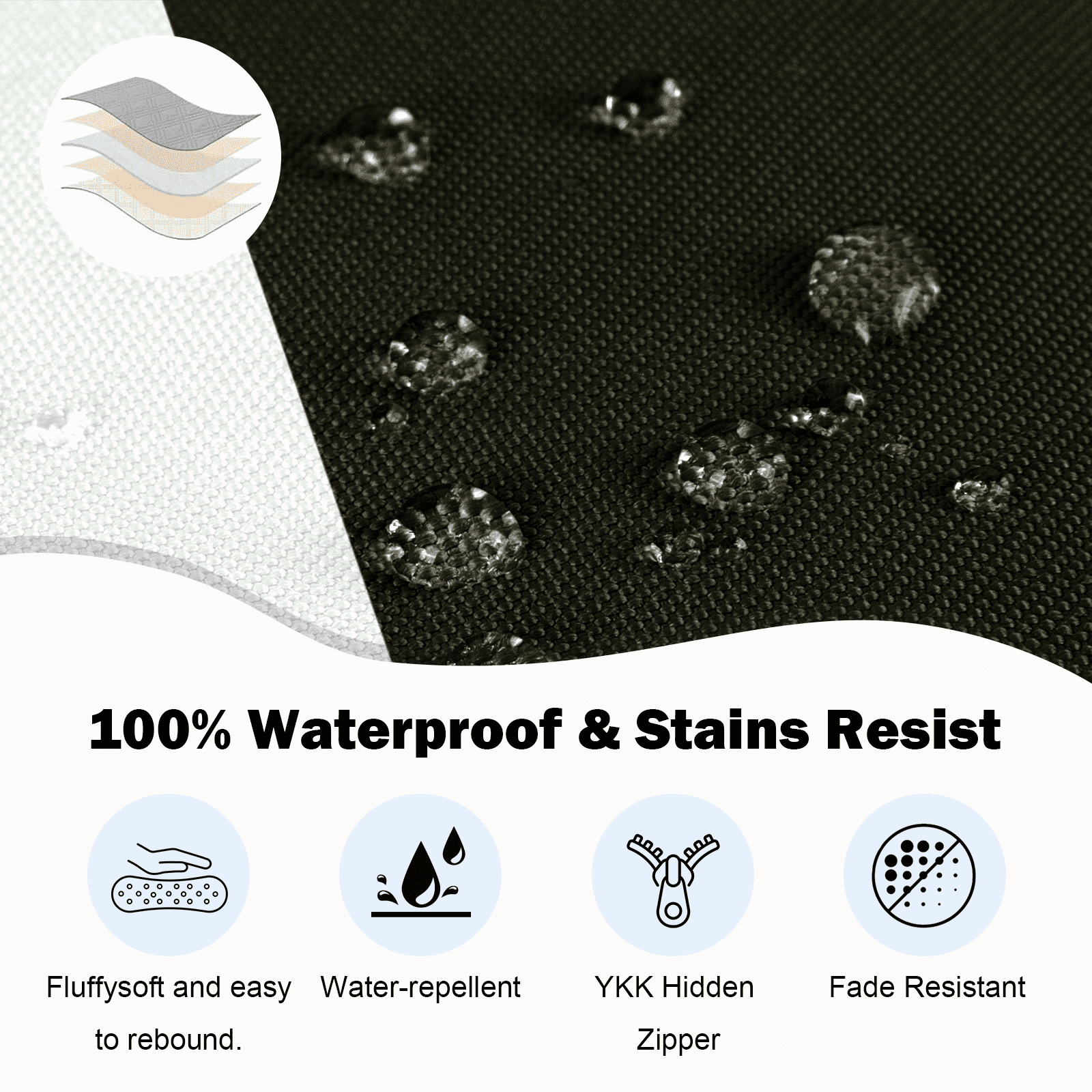 Vacmaster Patio High Back Chair Cushions Set of 2 - Outdoor Dining Chair Pads,Waterproof Replacement Seat Pad,for Rocking and Lounge Chairs,Indoor & Outdoor Furniture Cushions,Black White Stripes