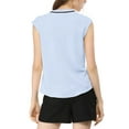 thumbnail image 4 of MODA NOVA Juniors Tie Neck Cap Sleeve Button Down Ruffle Summer Shirts, 4 of 7