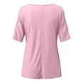thumbnail image 4 of WAIIMAK Womens Tops Solid Color Round Neck T-Shirt Spring/Summer Shirt Strapless Tees, 4 of 5