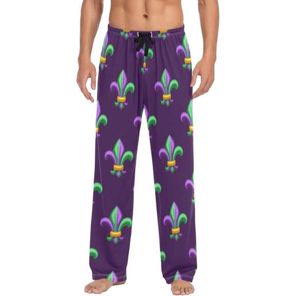 GZHJMY Mardi Gras Pajama Pants for Men, Lounge Pants Lightweight Men Pajama Bottoms with Drawstring Pockets, Christmas New Year Birthday Gifts, Small