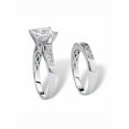 thumbnail image 2 of PalmBeach Jewelry 3.81 TCW Princess-Cut Cubic Zirconia Two-Piece Bridal Set in Gold-Plated or Platinum-Plated Sterling Silver, 2 of 6