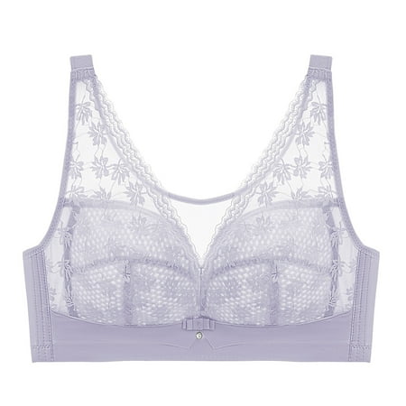 Gnurob Clearance Deals Women s Lace No Underwire Bra Full Coverage Push Up Bralette Beauty Back Smoothing Bras Padded Wireless Bralettes 01-Purple 38/85CD