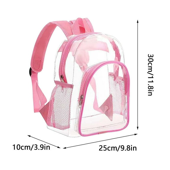 Ovzne Heavy Duty Clear Backpack, Backpacks Transparent Clear Large Bookbag for School Work Stadium Transparent Jelly Bag M(12*10in) Purple M