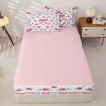 thumbnail image 4 of Manfei Dreamy Princess Bows Zipper Twin Comforter Sets with Fitted Sheet and 2 Pillowcases,Pink Bowknot Ribbon Zipper Bedding Set,Pink Reversible,4 Pieces, 4 of 7