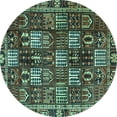 thumbnail image 1 of Ahgly Company Indoor Round Persian Turquoise Blue Traditional Area Rugs, 6' Round, 1 of 4