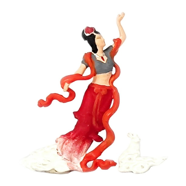 Figuras antiguas de mitología Chang'E, escala 1/64, 3D, modelo de personas en miniatura rojo