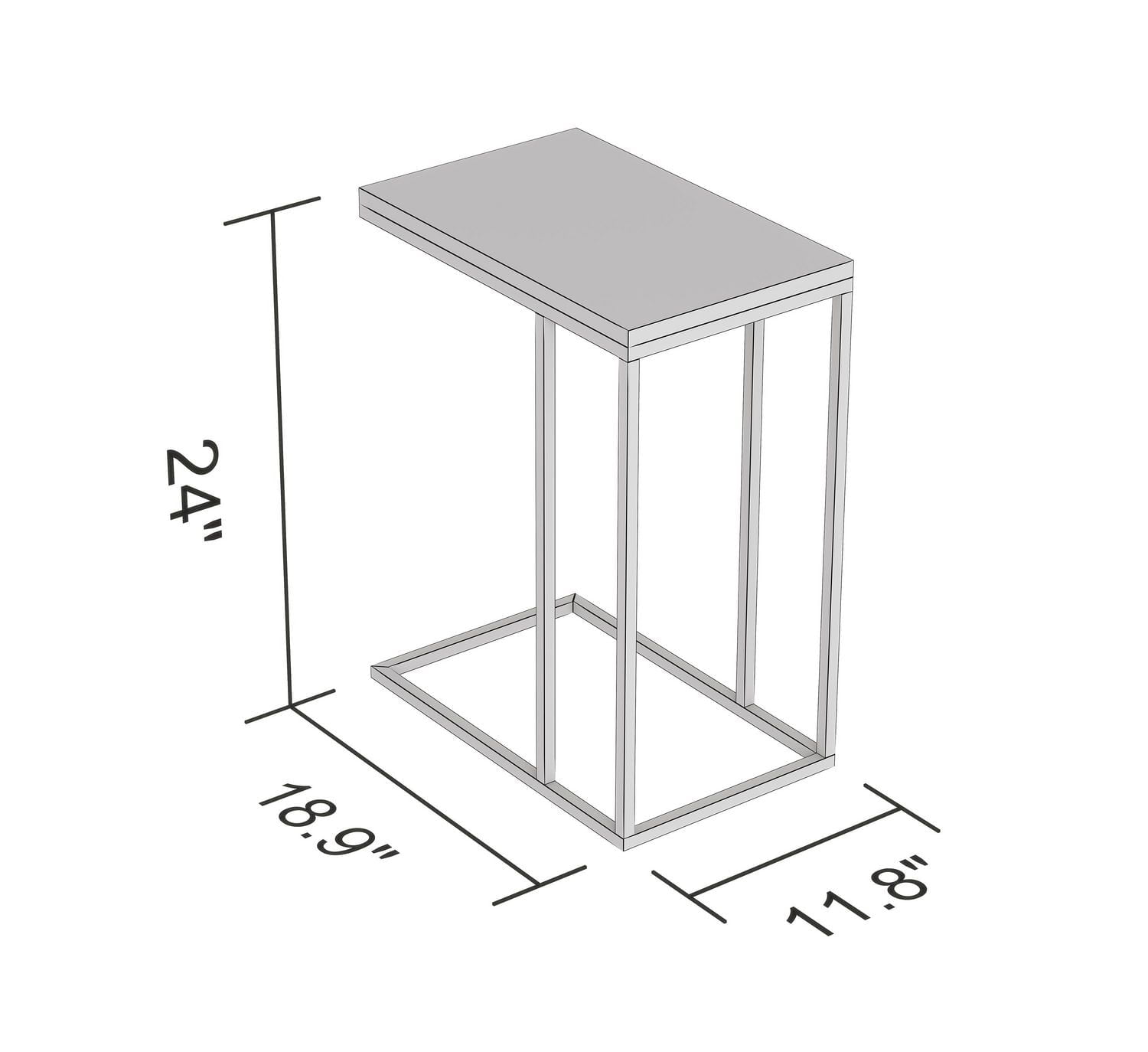 Safdie & Co. Accent Table C-Shaped Marble Black Metal