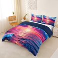 thumbnail image 2 of jejeloiu Colorful Ocean Sunset Bedding For Girls,Pink Blue Wave Print Duvet Cover Full,Multicolor,Navy Blue Reversible,3-Piece,1 Duvet Cover and 2 Pillowcases, 2 of 6