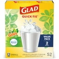 Glad Small Trash Bags, 4 Gallon, 52 Bags (OdorShield, Quick Tie, Gain