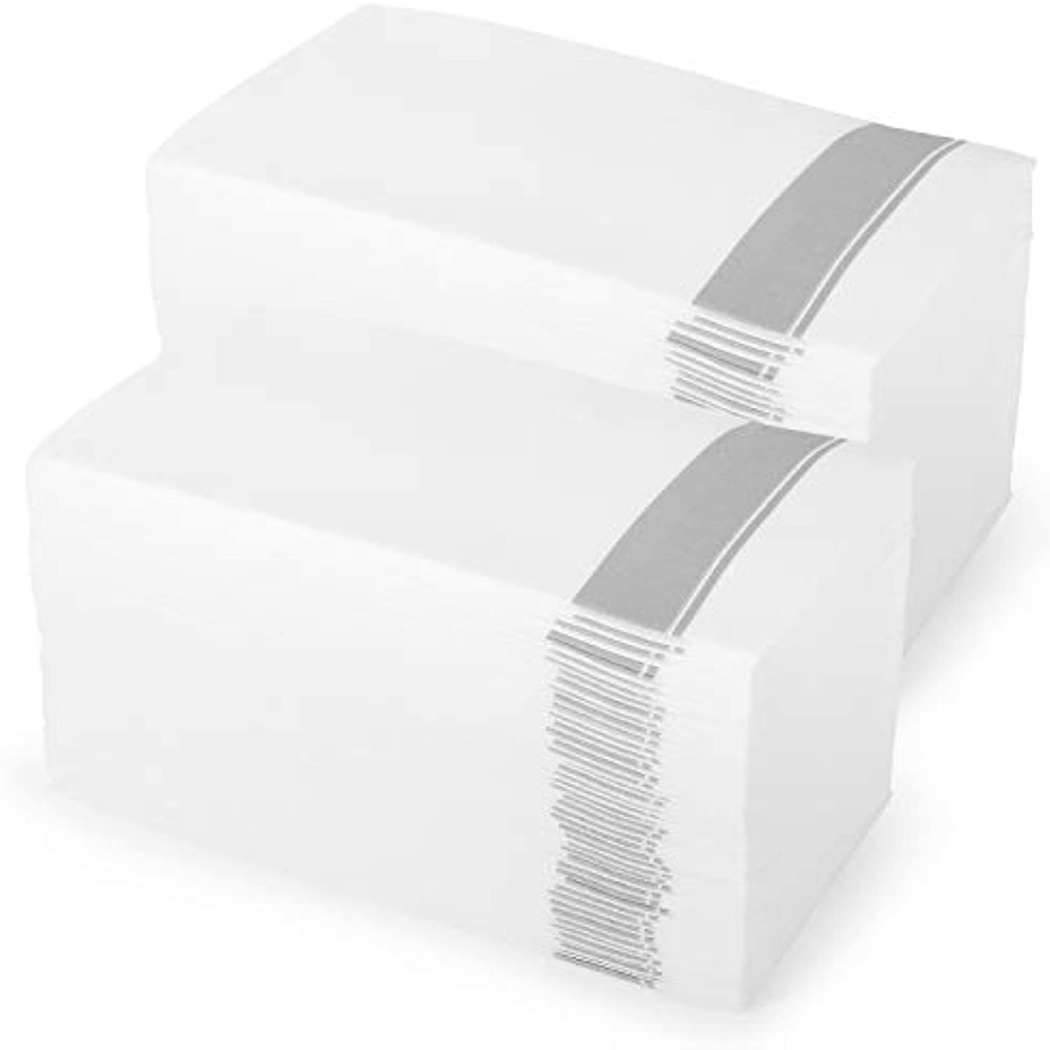 [100 Count] Cloth Feel Guest Towels Dinner Napkins With Silver Design