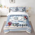 thumbnail image 2 of YST Camper Adventure 7 Pcs Comforter Set Queen RV Car Bedding for Young Teens Cartoon Spring Flowers Mountain Travel Sheet Set Bed in A Bag Retro Blue Abstract Botanical Bedroom Decor, 2 of 5