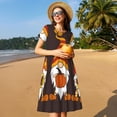 thumbnail image 4 of Rocae Fall Gnomes for Dresses Summer Casual Ruffle Short Sleeve Cute Crew Neck Flowy Dress with Pockets, 4 of 6