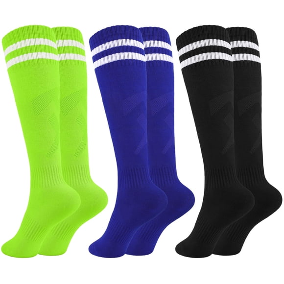 Calcetines de fútbol para niños Glooarm, 3 pares, hasta la rodilla, algodón