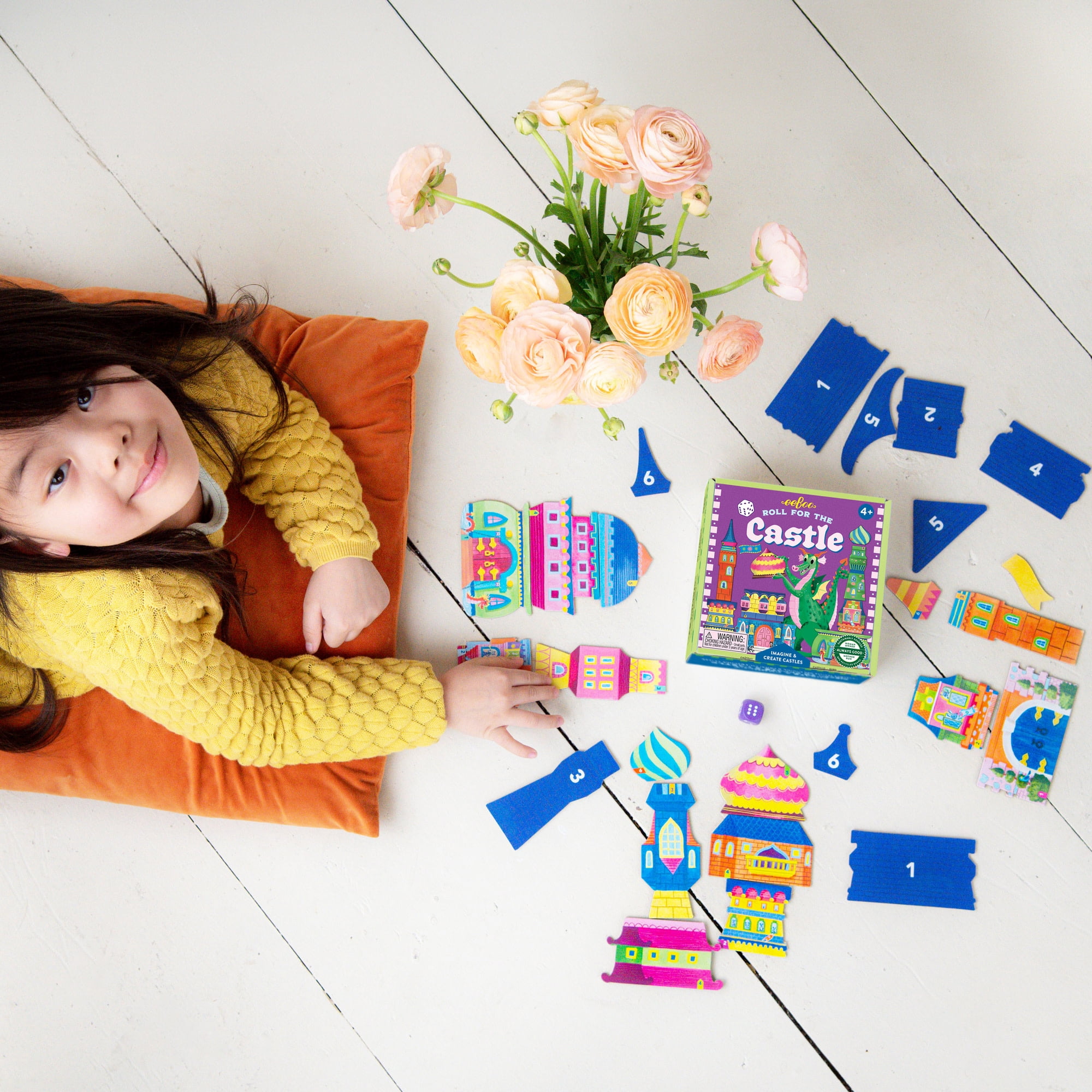 eeBoo Roll For The Castle Dice Game, Ages 4+, For 1-4 Players - Develops Matching Skills And Imaginative, Screen-Free Play, 10-15 Minute Playtime