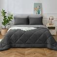 thumbnail image 3 of HIG 7 PCS Reversible Washed Microfiber Comforter set with Sheets, Diamond - Stitched Queen Bed in a Bag, Charcoal, 3 of 10