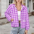 thumbnail image 3 of Jackets for Women Winter Coat Jackets Flannel Stand Collar Jacket(Aesthetic Purple And White Ripple,Size:S-4XL), 3 of 7
