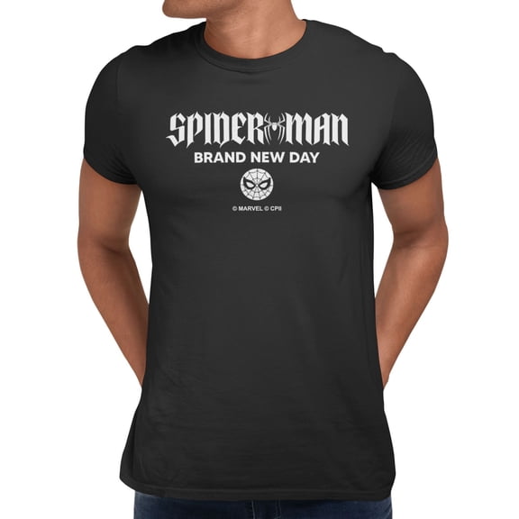 Marvel Spider-Man Brand New Day Men's Classic Title Text T-Shirt (Black, S-XXXL)