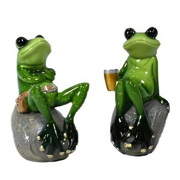 FC Design 2-PC Set 4"H Frog Couple Chilling Figurine Statue Sculpture Ornament Decoration Home/Room Decor and Unique Gift Ideas for Housewarming, Holidays and Birthdays