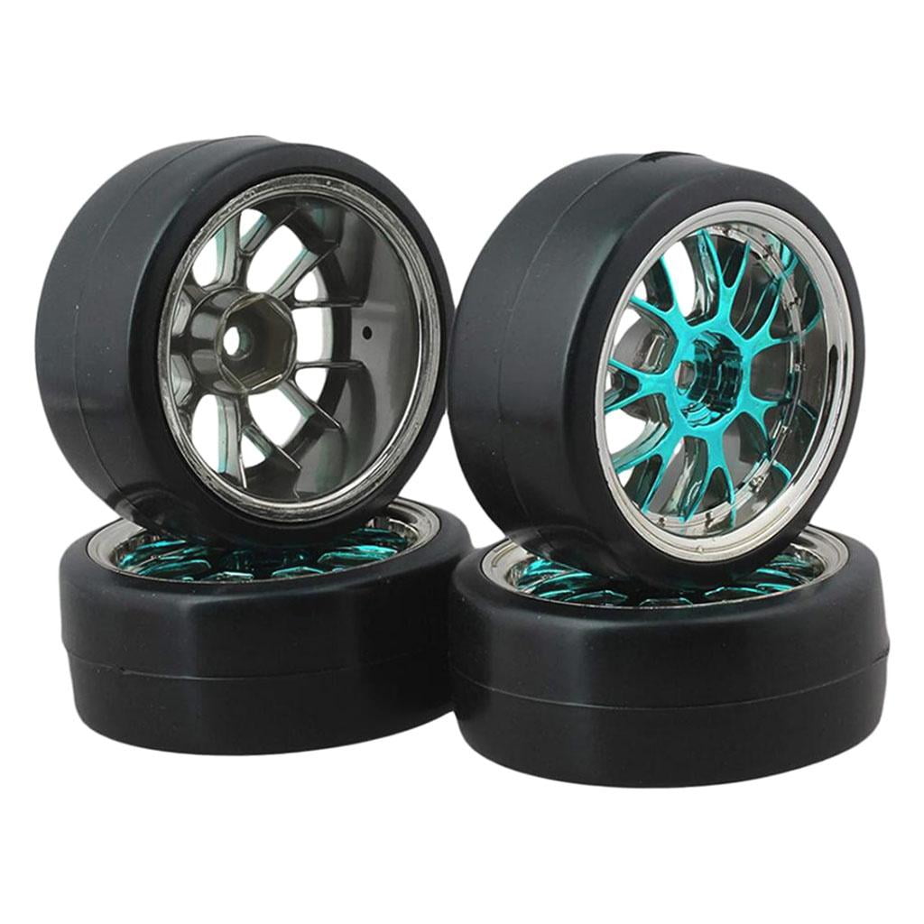 4 Pieces 110 RC Car Wheel Rims, Radio Control Rubber DIY Hex Wheels
