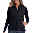 thumbnail image 2 of gbyLJF Women's Quilted Vest Solid Color Stand Collar Sleeveless Puffer Vest Lightweight Zip Up Padded Waistcoat with Pockets, 2 of 9