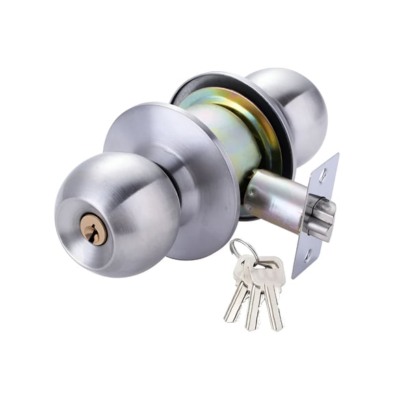 FACEGA Round Door Handle Knobs Lock Stainless Steel Bedroom Living Room Bathroom Entrance Door Lock with Key