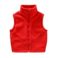 thumbnail image 2 of Girls Solid Color Fleece Zip-Up Tank Top with Stand Collar for Winter Outerwear Warmth, 2 of 5