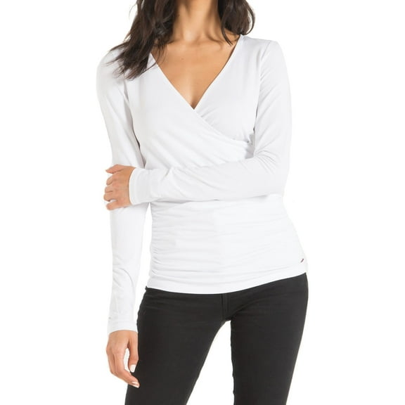 n:philanthropy Womens Mateese Wrap-Front Pullover Blouse, White, X-Large