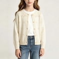 thumbnail image 5 of Busydd Girls Knit Cardigan Sweater 0-6 Years Trendy Comfy Button Down Round Neck Cardigans Casual Long Sleeve Open Front Outerwear 3-4 Years, 5 of 9