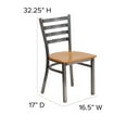 thumbnail image 4 of Flash Furniture HERCULES Series Silver Antique Finish with Clear Coat Ladder Back Metal Restaurant Chair - Natural Wood Seat, 4 of 11