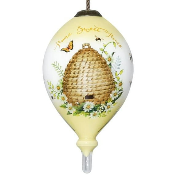 Beehive Home Sweet Home Hand Painted Mouth Blown Glass Ornament, Multi Color