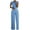 Blue, variant on Womens Jumpsuits Casual Sleeveless Boho Straight Leg Stripe One Piece Jumpsuits Crewneck Baggy Overalls Date Night Vacation Womens Rompers For Summer M