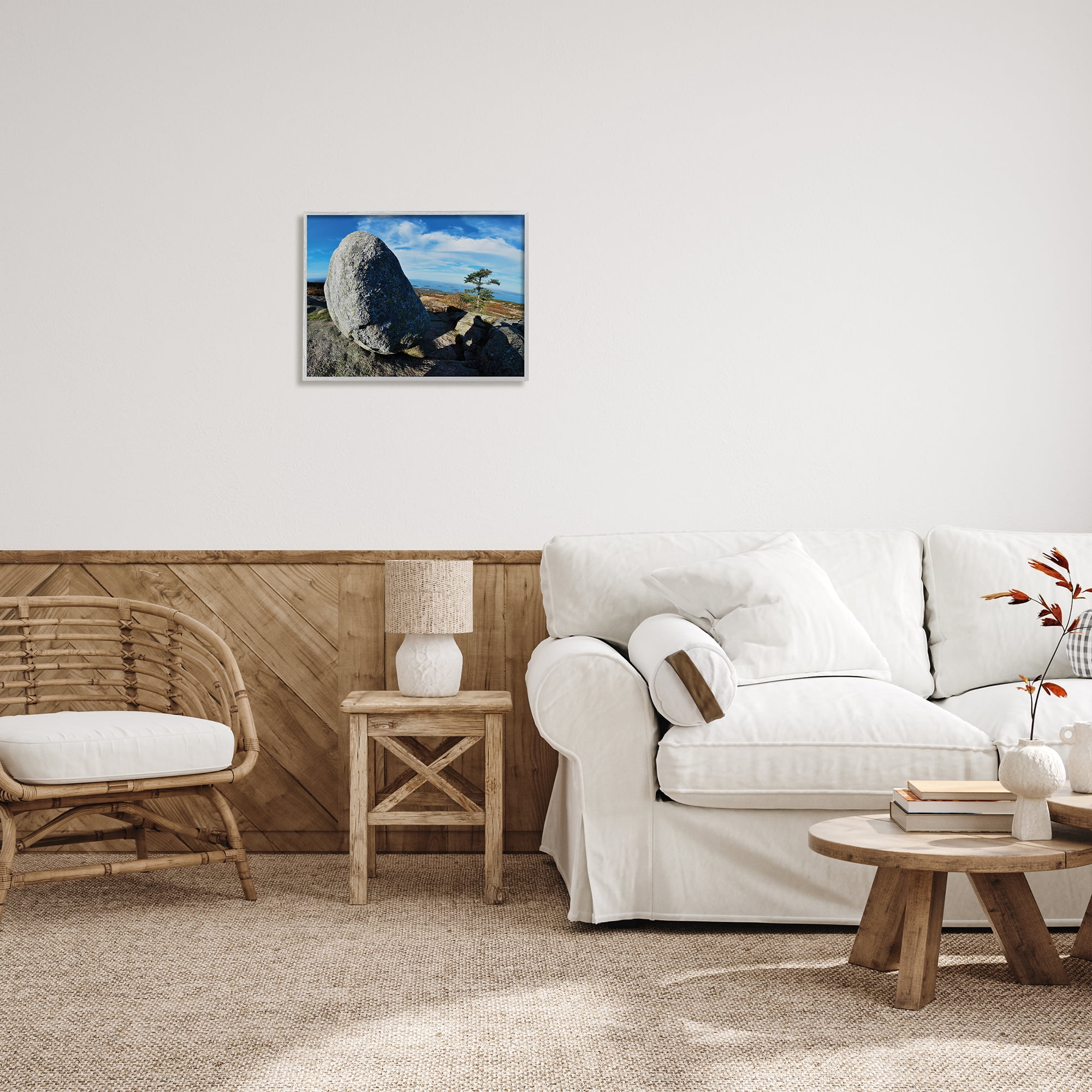 Stupell Industries Mountain View Landscape Nature Photography Gray Framed Art Print Wall Art, 20 x 16