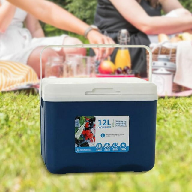 Caja refrigeradora aislada, hielera, refrigerador con asa, caja refrigeradora para preservación del frío/calor para chupar rueda, camping comercial, a azul