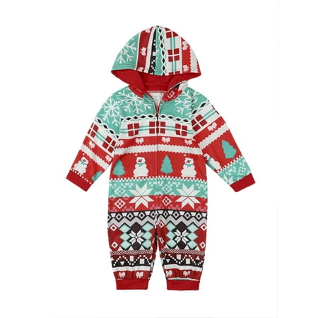 

Pudcoco Family Christmas Hooded Jumpsuit with Cartoon Elasticated Closure Romper